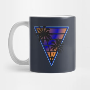 Retrowave style palm tree sunset Indigo wave Mug